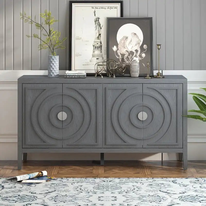 Retro Sideboarddoor with Circular Groove Design Round Metal Door Handle
