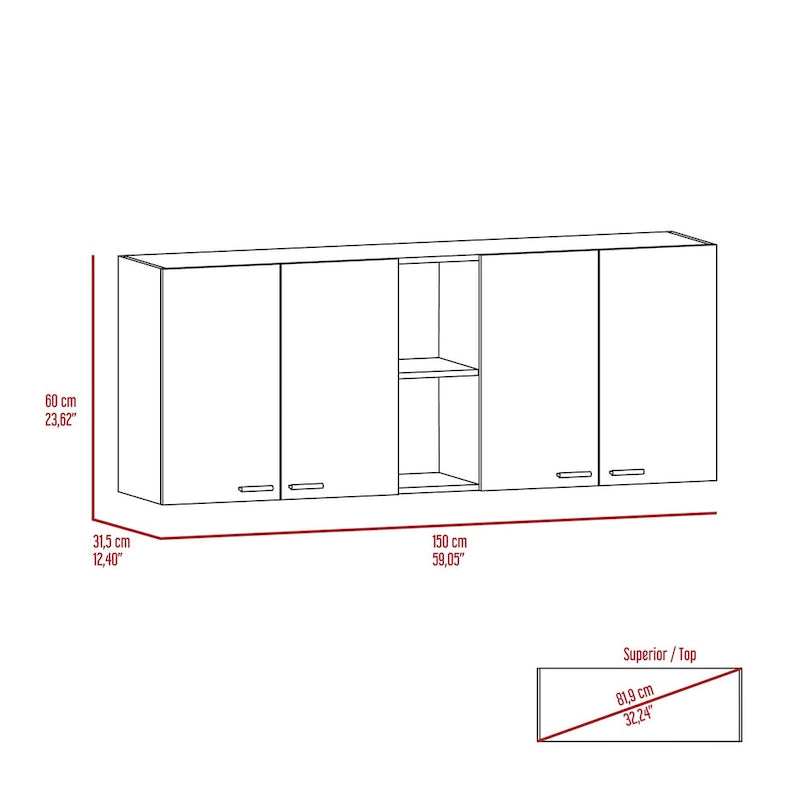 59-inch Four Swing Doors Wall Cabinet