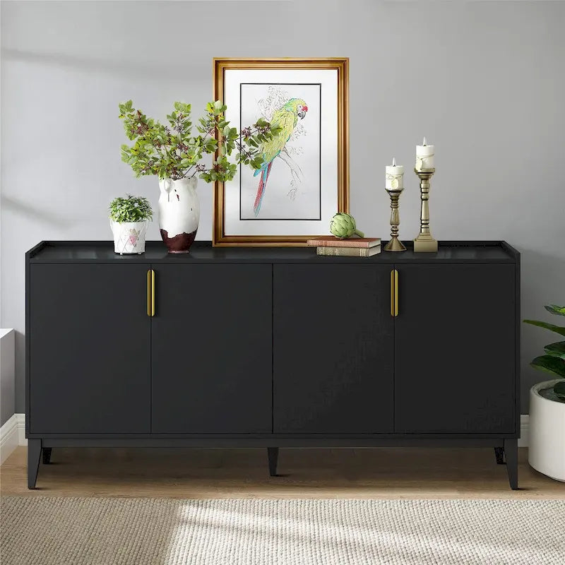 Classic Wooden Sideboard with Solid Rubberwood Legs