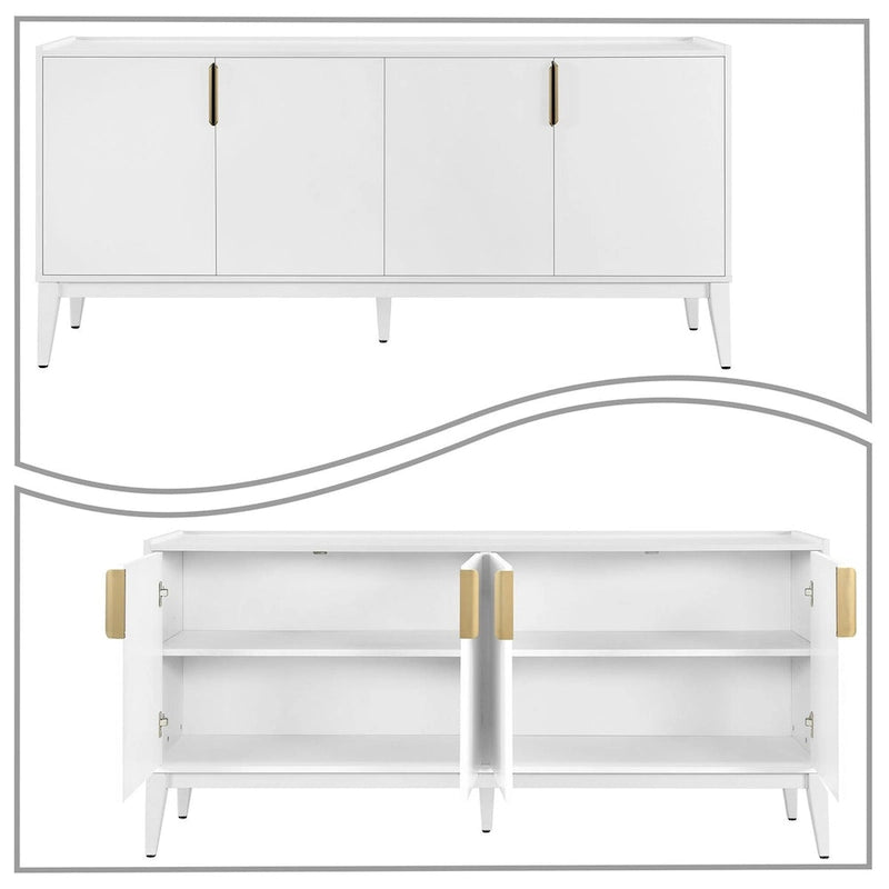 Classic Wooden Sideboard with Solid Rubberwood Legs